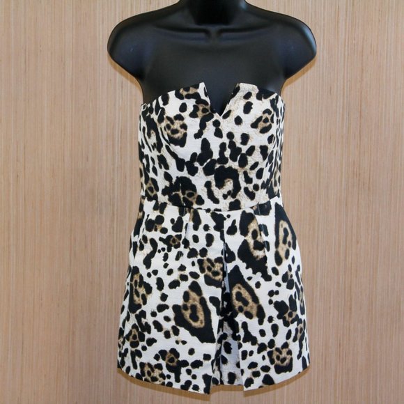 Topshop Strapless Leopard Print Romper - 4 - Picture 1 of 3
